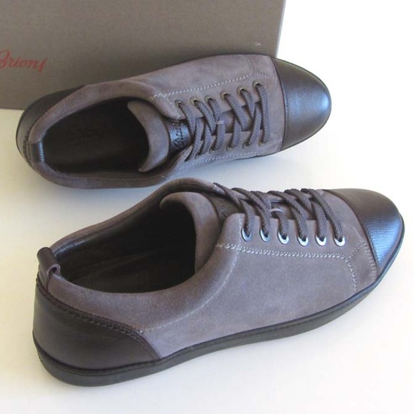 BRIONI logo grey suede low-top sneakers 40 / 7 US - Picture 5 of 8